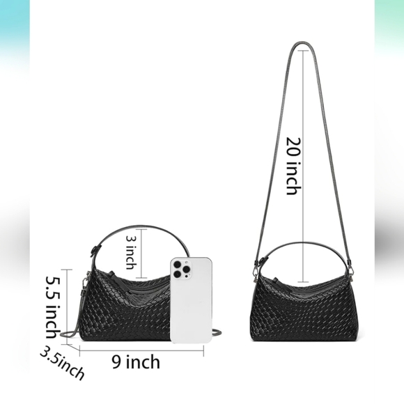 DORIS&JACKY Small Black Hand Tote Handbag Designer Vegan Top Handle Crossbody - Picture 4 of 10